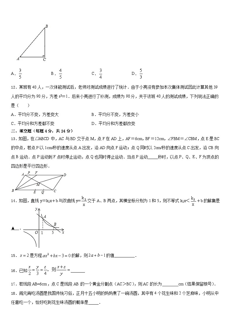 广东省深圳市南山区北师大附中2023-2024学年数学九上期末质量跟踪监视模拟试题含答案第3页