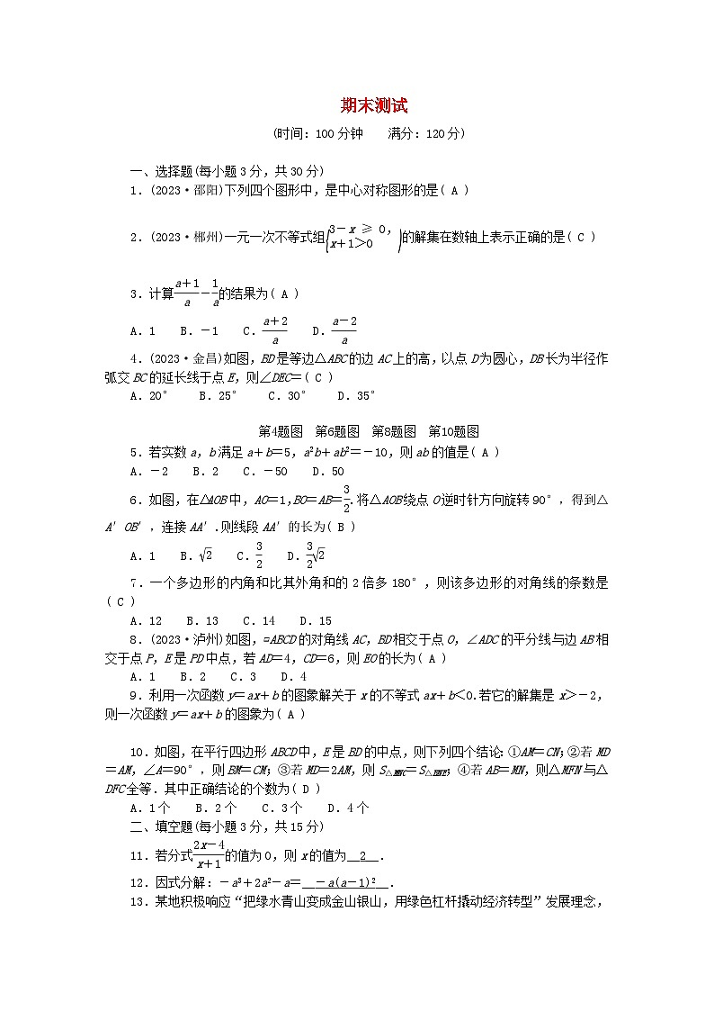 2024八年级数学下学期期末测试卷（附答案北师大版）01