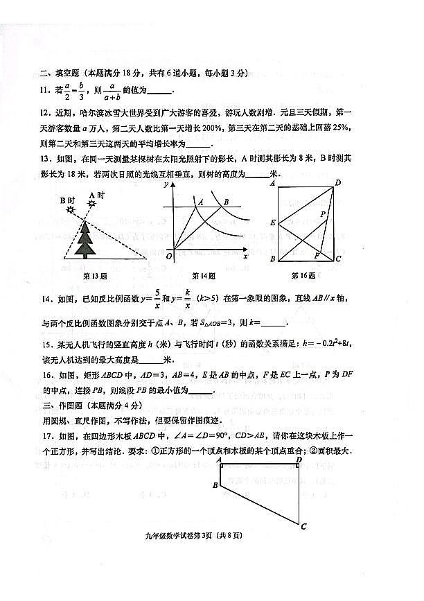 山东省青岛市市南区2023-2024学年九年级上学期期末数学试题+03