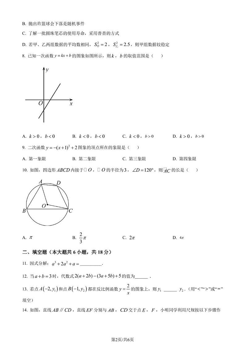 2023年辽宁省沈阳市中考数学真题（原卷版）第2页