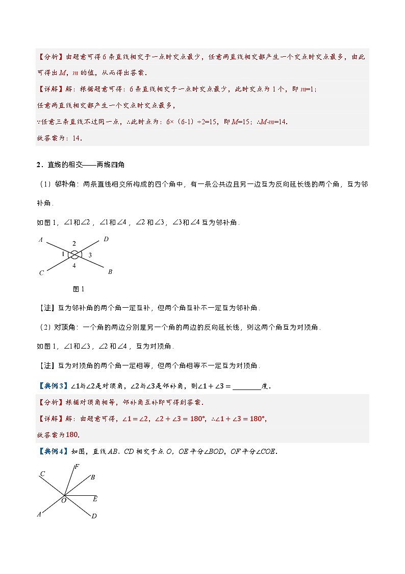 人教版七年级数学下册章节重难点举一反三  专题1.1 相交线与平行线全章知识典例详解第2页