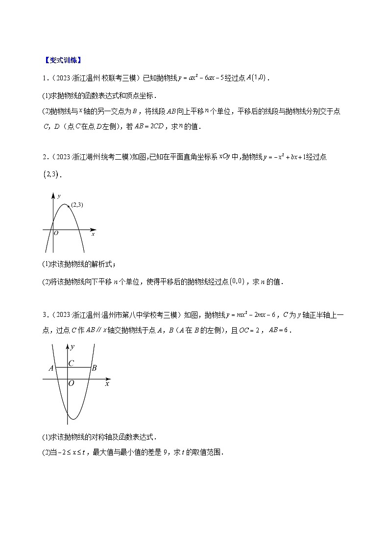 专题04 解题技巧专训：待定系数法求二次函数的解析式-2023-2024学年苏科版九年级数学下册常考压轴题第2页