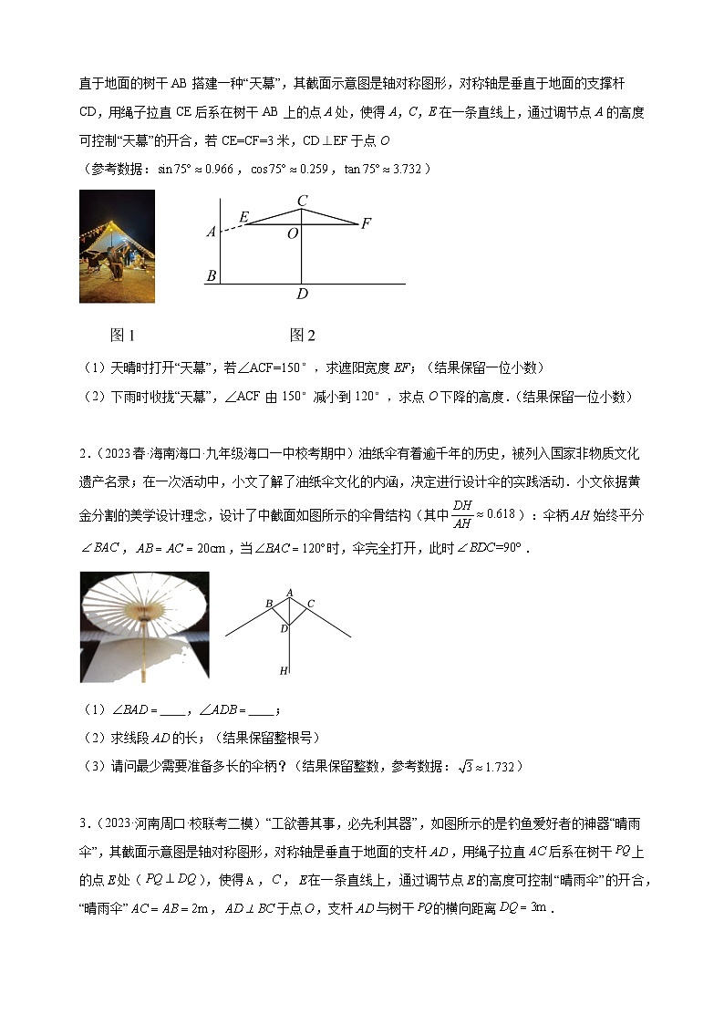 专题12 难点探究专题：解直角三角形应用与特殊几何图形的综合题-2023-2024学年苏科版九年级数学下册常考压轴题02