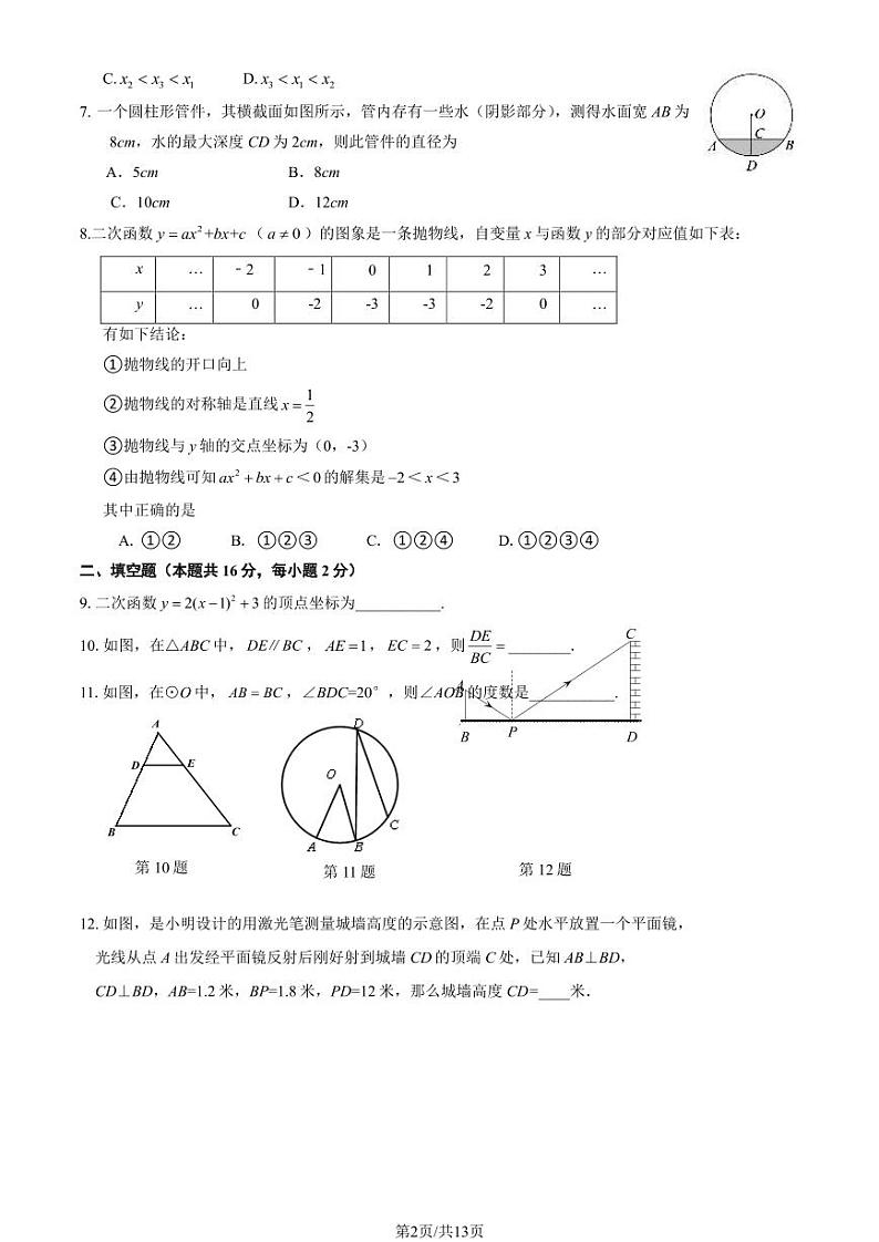 北京市门头沟区2023-2024学年第一学期九年级期末考试数学试卷（附答案）02
