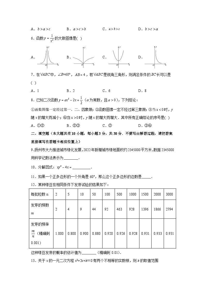 2023年江苏省扬州市中考数学真题试卷(解析版)02