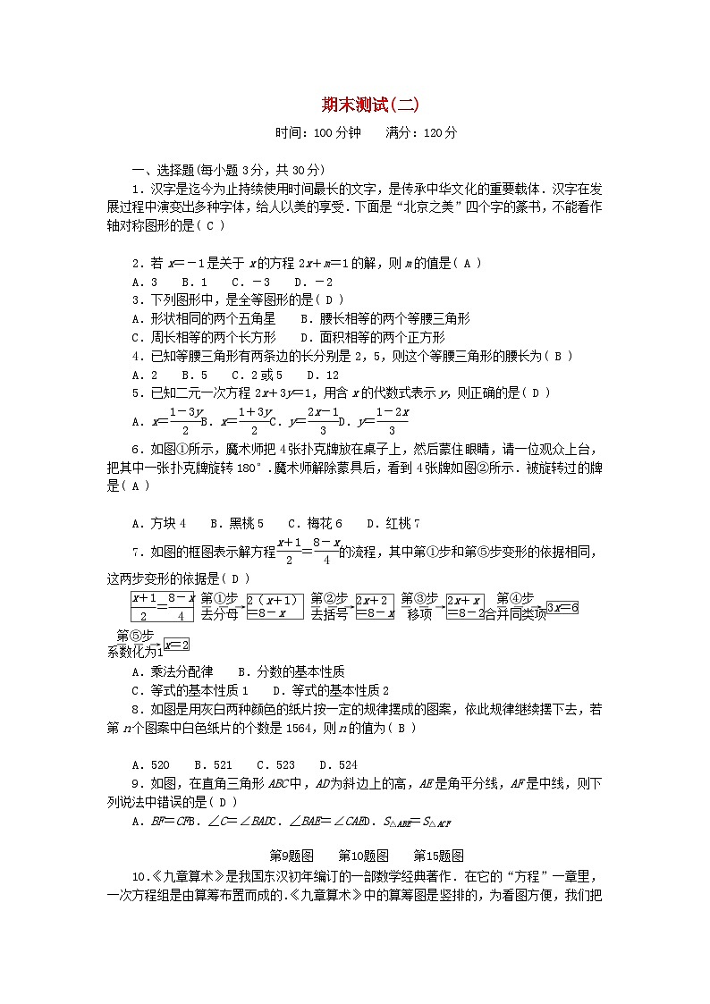 2024七年级数学下学期期末测试卷二及答案（华东师大版）第1页