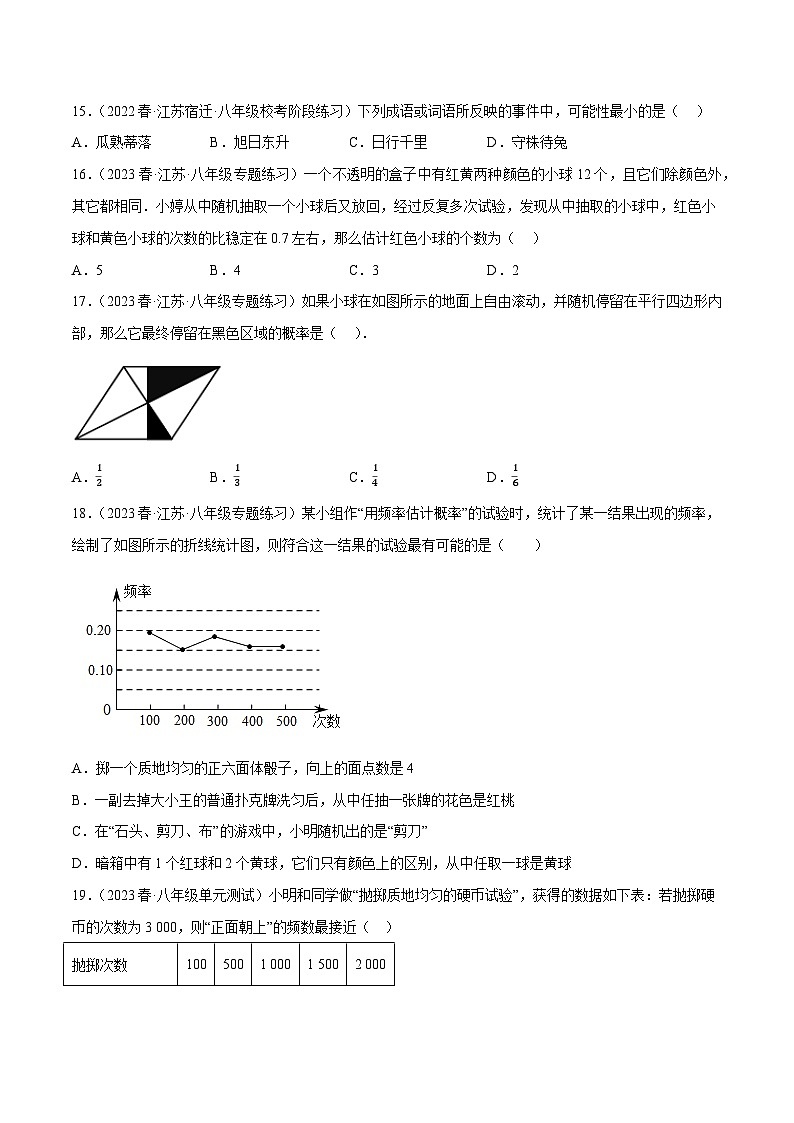 专题6.4期中小题易得分满分训练（必刷江苏期中真题100道，八下苏科）-2023-2024学年八年级数学下学期期末复习高分攻略(苏科版)03