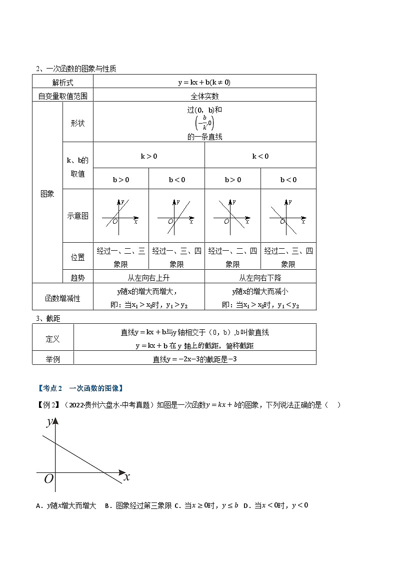（全国通用）中考数学总复习 专题10 一次函数及其应用（12个高频考点）（举一反三）（原卷版+解析）03