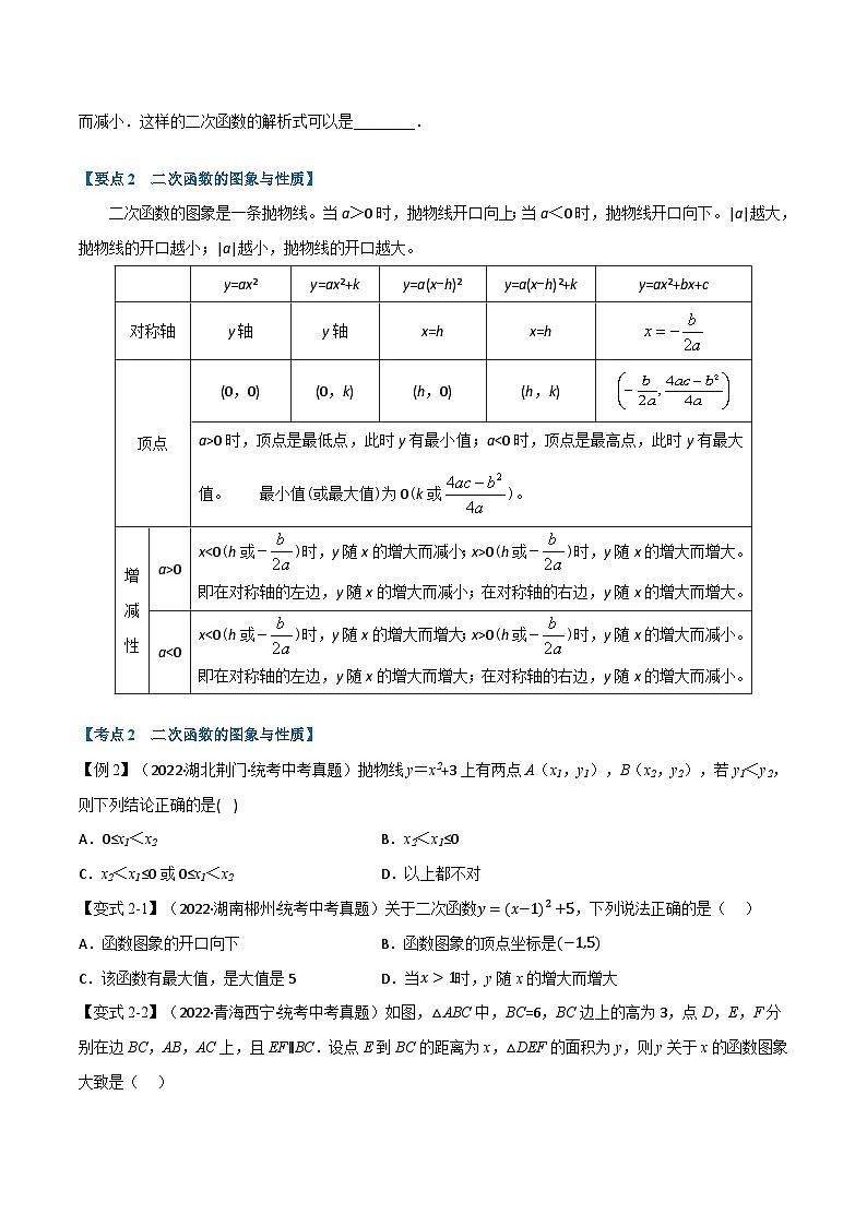 （全国通用）中考数学总复习 专题12 二次函数的图象及性质（10个高频考点）（举一反三）（原卷版+解析）02