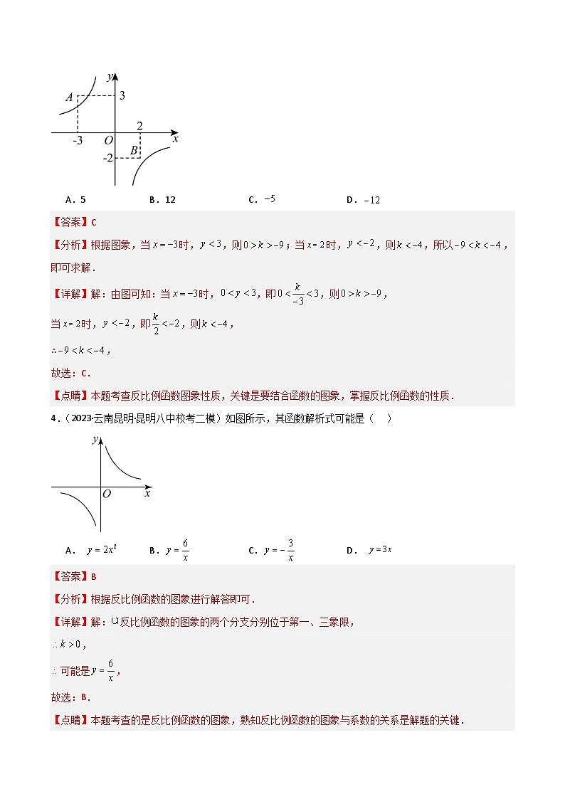 【同步训练】人教版初中数学九年级下册 26.1.2+反比例函数的图象和性质+重难点专项练习（十大题型）03