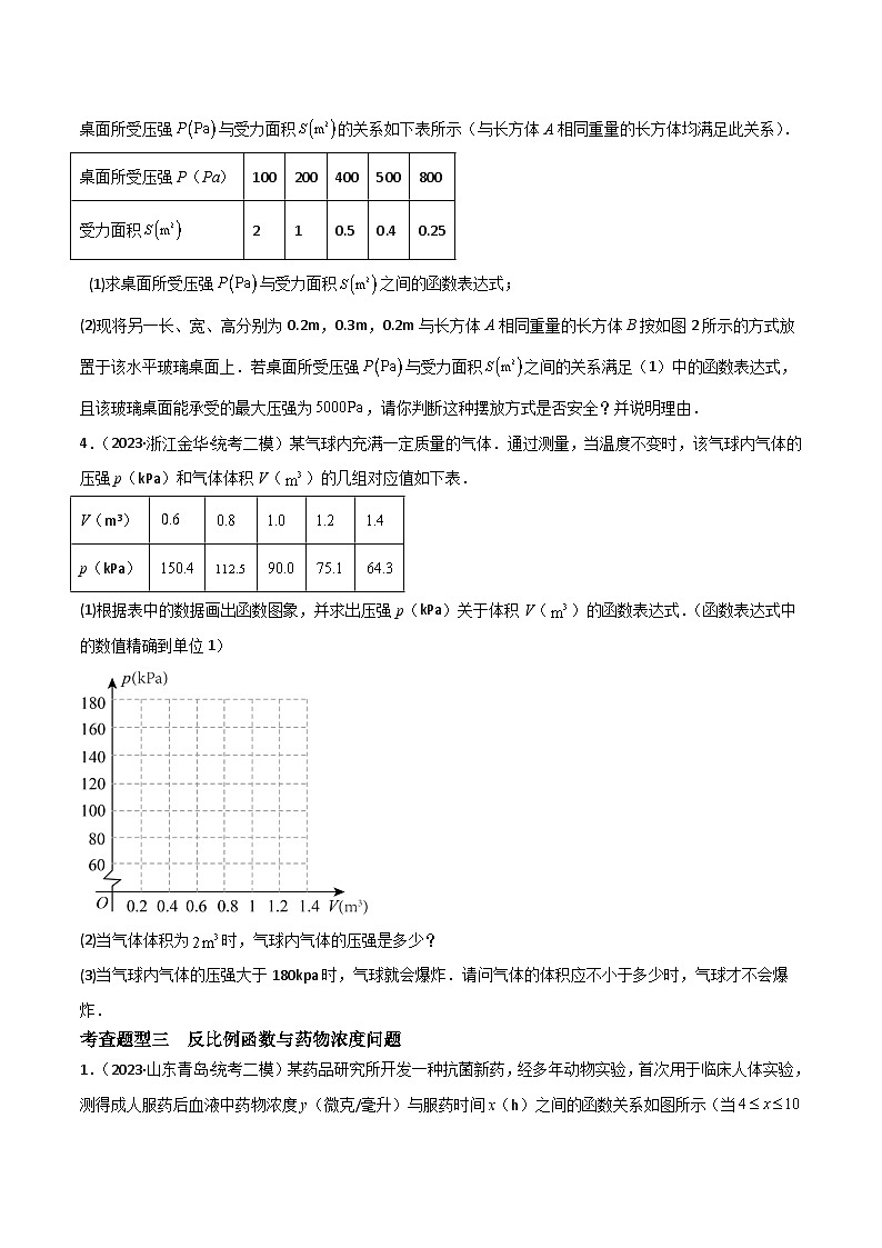 【同步训练】人教版初中数学九年级下册 26.2+实际问题与反比例函数+重难点专项练习（六大题型）03