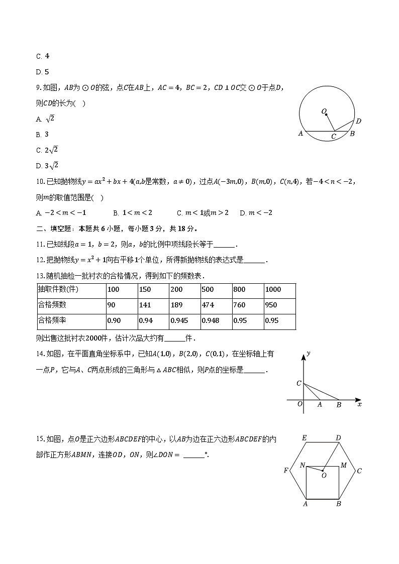 2023-2024学年浙江省嘉兴市桐乡市部分学校九年级（上）期末数学试卷（含解析）03