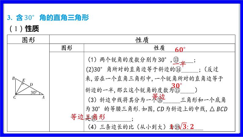 数学中考复习考点研究 第四章 三角形  命题点7 直角三角形的性质与判定（必考） PPT课件第8页