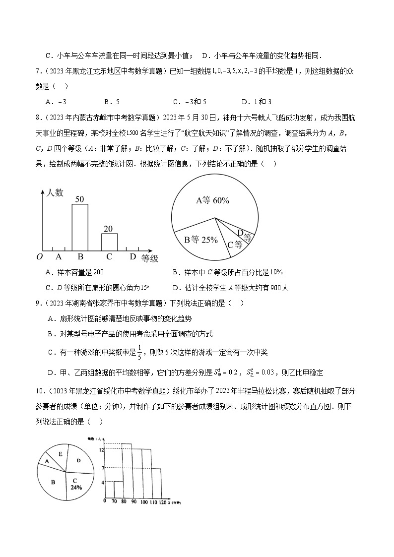 【备战2024年中考】一轮复习 初中数学 真题分项汇编  专题18 数据的收集与整理、数据分析 教师版+学生版03