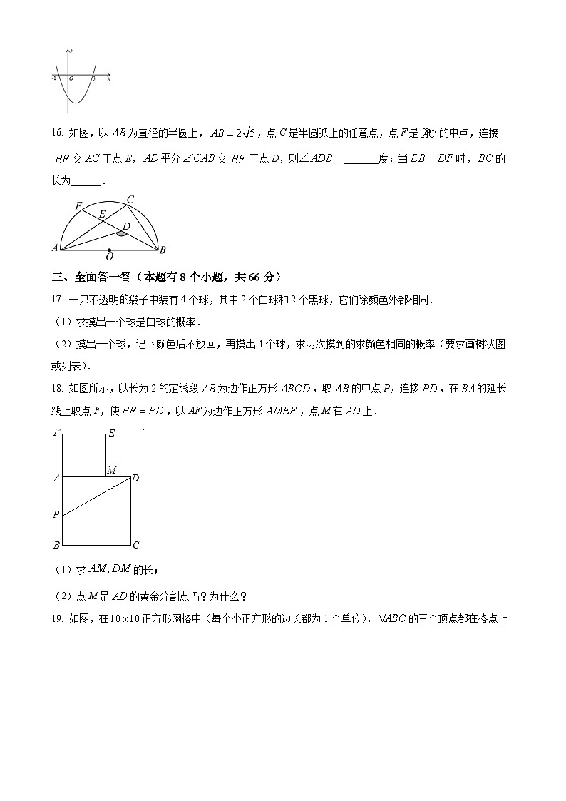 2023-2024学年浙江省杭州市上城区开元中学九年级上学期期中数学试题03