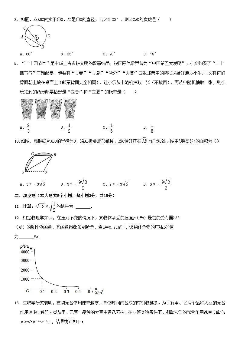 2022年山西长治中考数学试卷及答案02