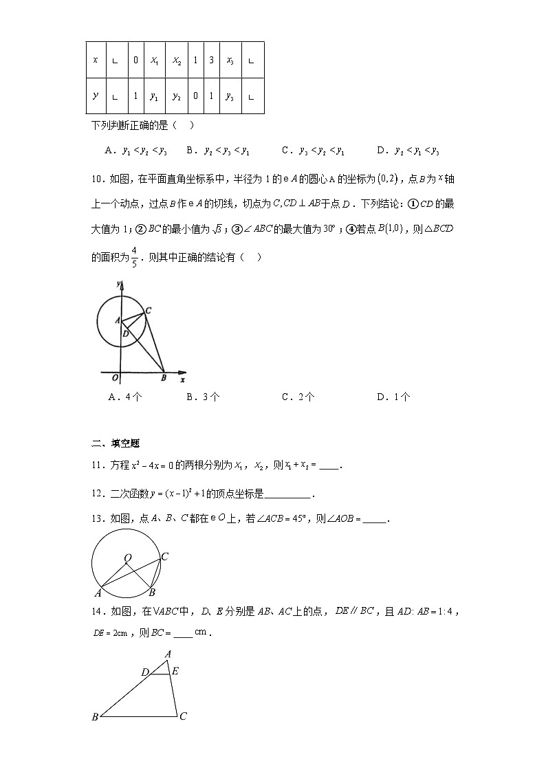 江苏省无锡市惠山区2023-2024学年九年级上学期期末数学试题(含答案)第2页