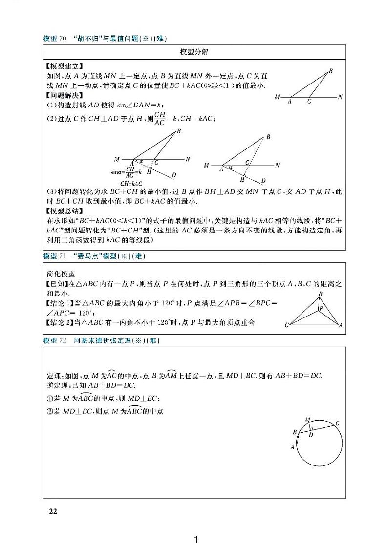 2024中考数学二轮专题复习——几何最值模型第1页