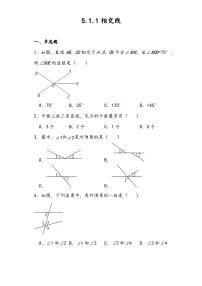 初中数学人教版七年级下册5.1.1 相交线练习