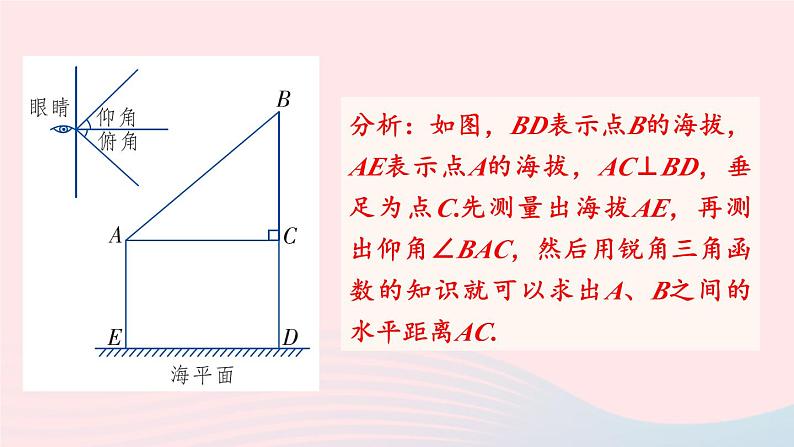 2023九年级数学上册第4章锐角三角函数4.4解直角三角形的应用第1课时与俯角仰角有关的实际问题上课课件新版湘教版06