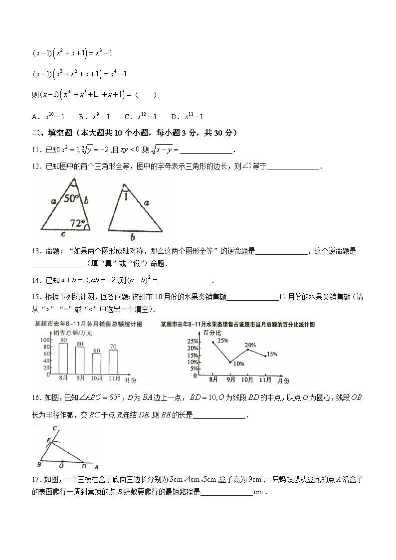 河南省洛阳市新安县2023-2024学年八年级上学期期末数学试题(无答案)03