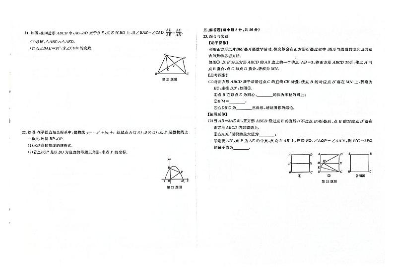 吉林省辽源市东辽县2023-2024学年上学期九年级数学期末试卷（图片版，含答案）第3页