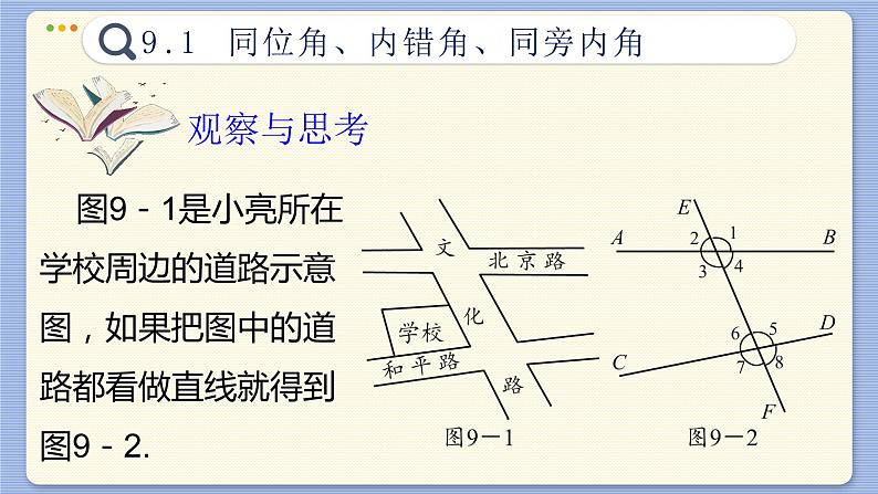 +9.1同位角、内错角、同旁内角课件2023-2024学年青岛版七年级数学下册第3页