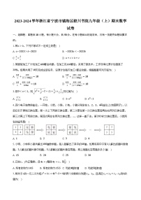 2023-2024学年浙江省宁波市镇海区蛟川书院九年级（上）期末数学试卷（含解析）