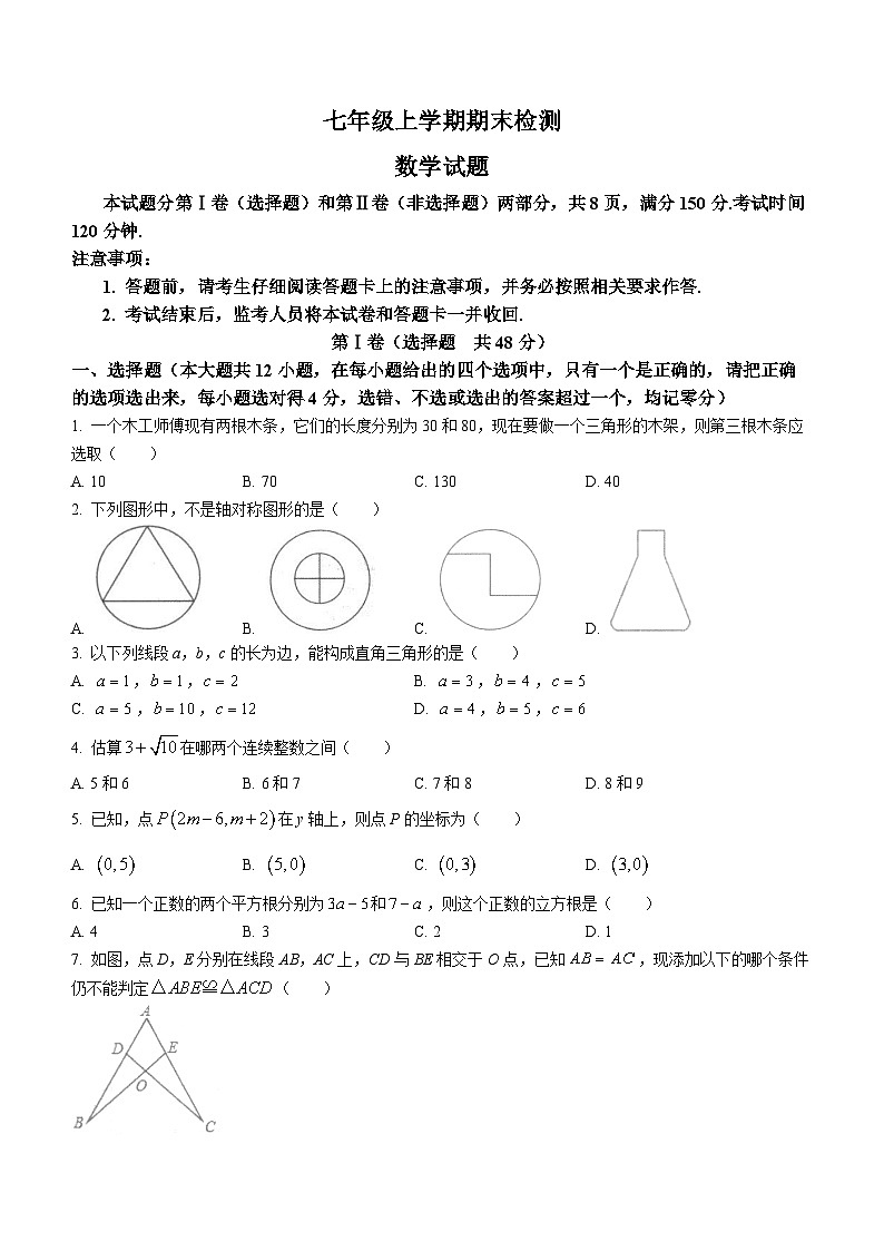 山东省泰安市新泰市2023-2024学年七年级上学期期末数学试题第1页