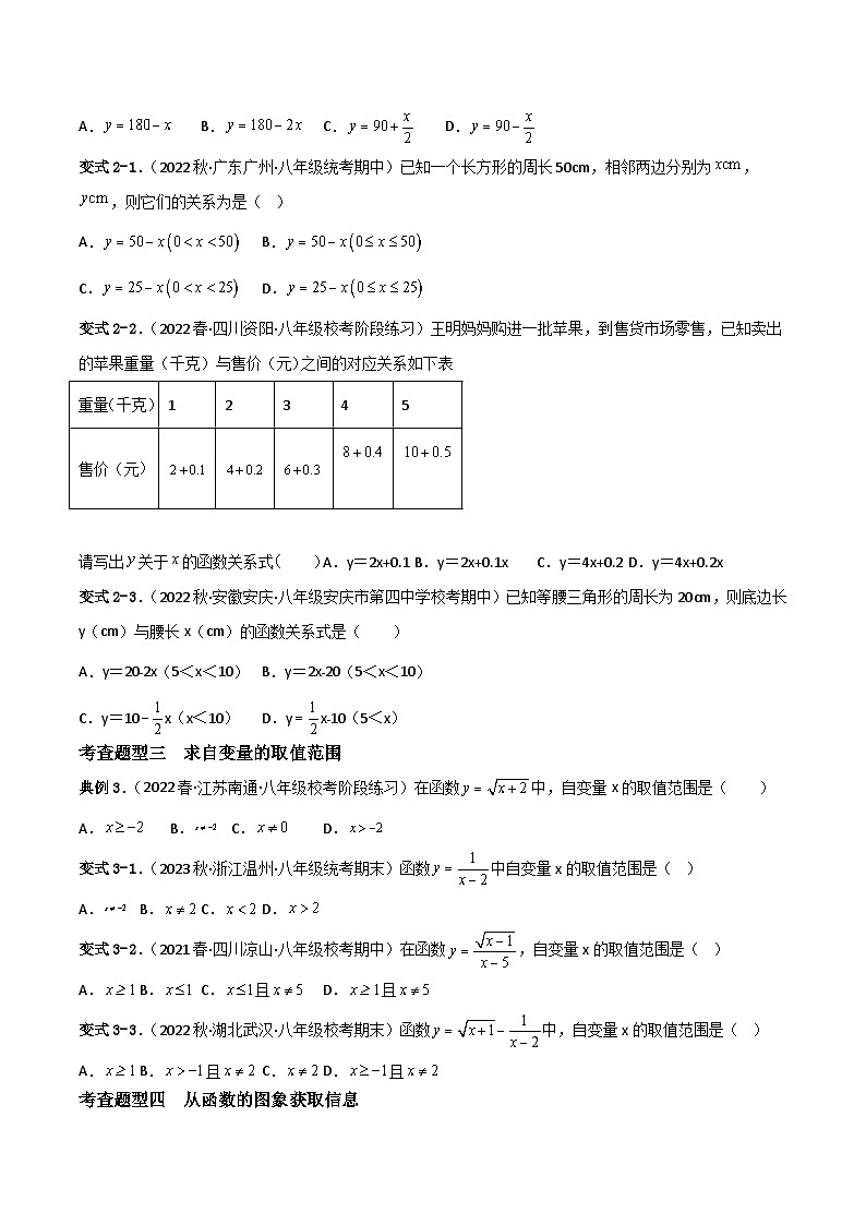 19.1函数重难点专项练习【五大题型】（原卷版）第2页