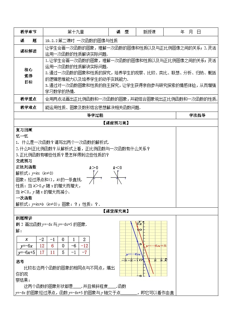 【核心素养】19.2.2 第二课时《一次函数的图像与性质》课件+教案+分层练习（含答案解析）01