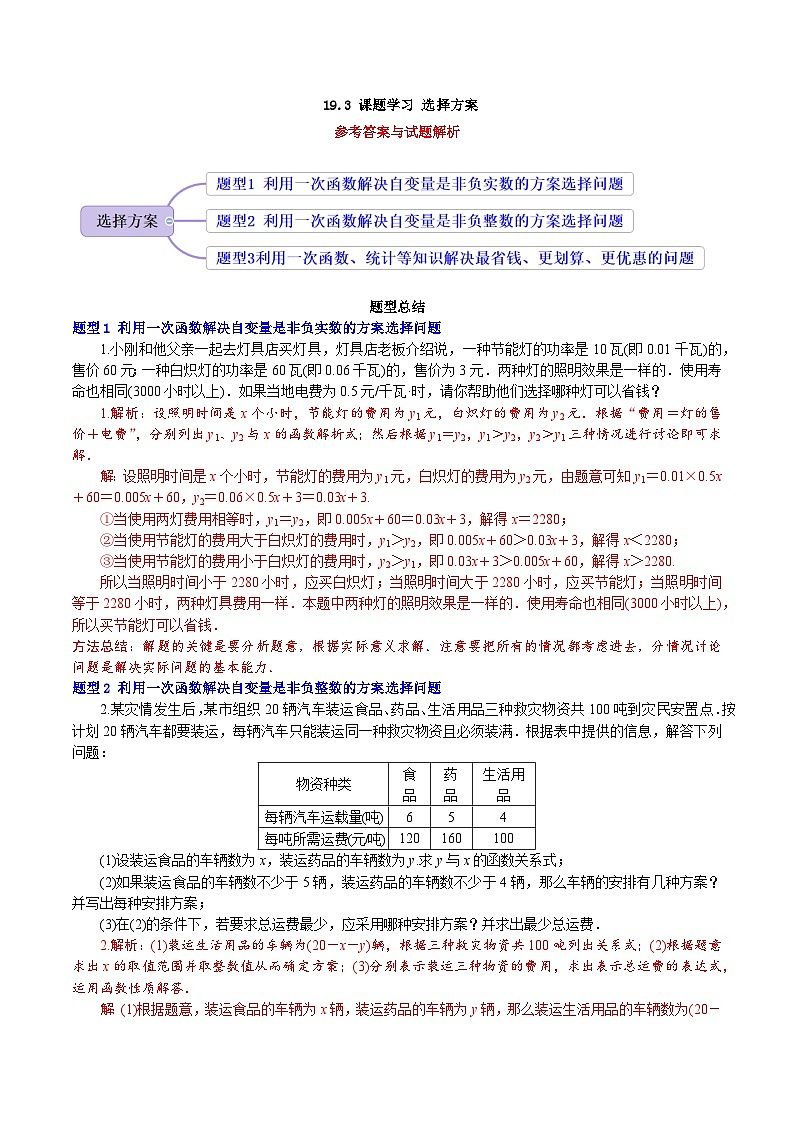 【核心素养】19.3《课题学习选择方案》课件+教案+分层练习（含答案解析）01