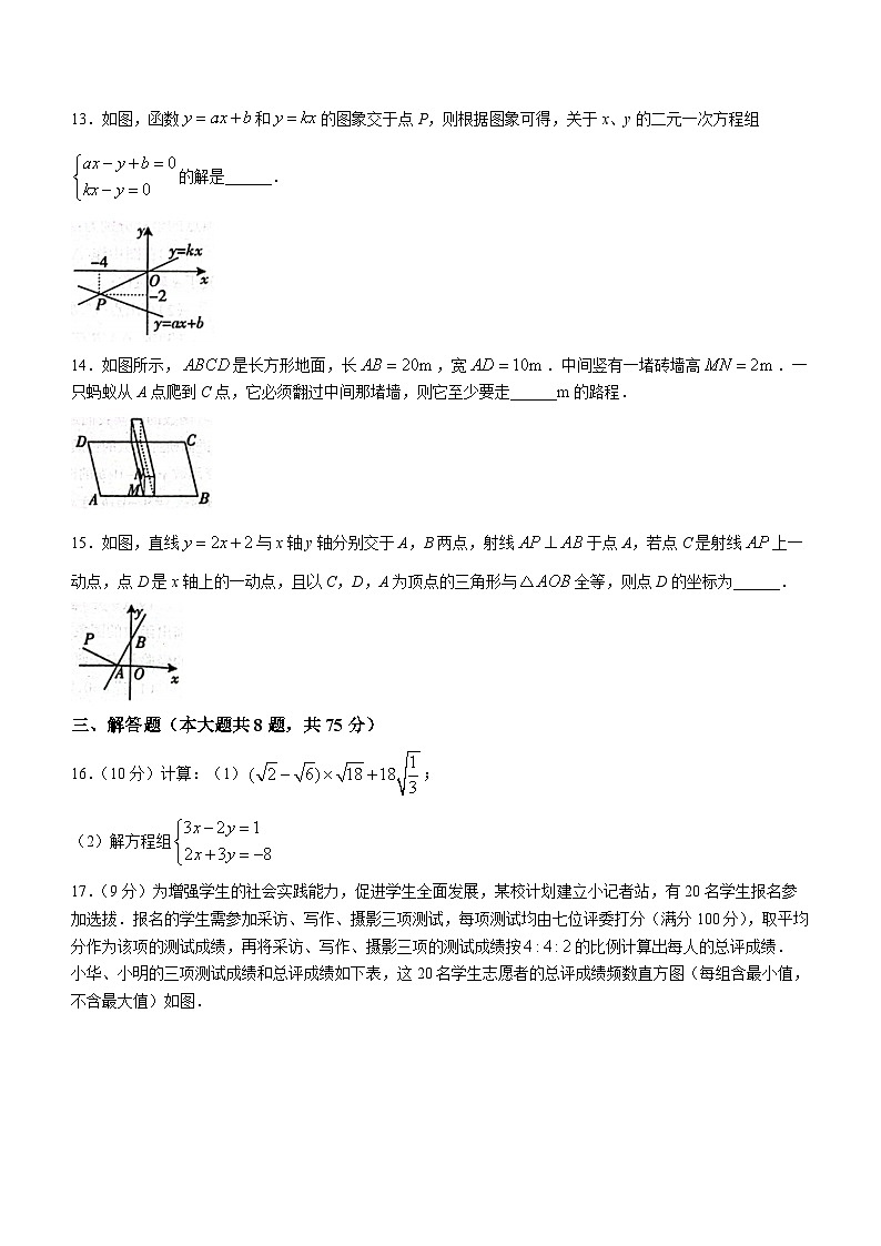 河南省焦作市温县2023-2024学年八年级上学期期末数学试题第3页