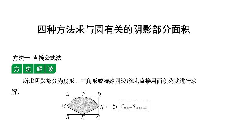 初中数学四种方法求与圆有关的阴影部分面积学案课件PPT第1页