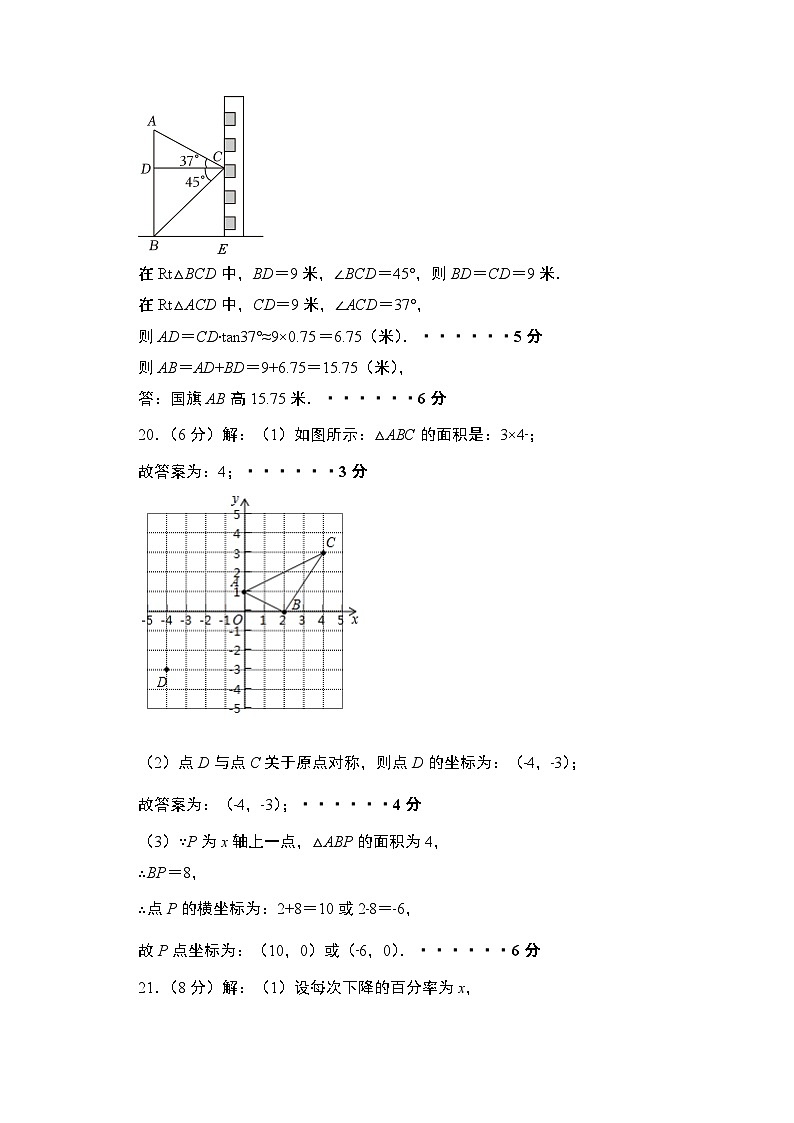 九年级数学开学摸底考（参考答案）第2页