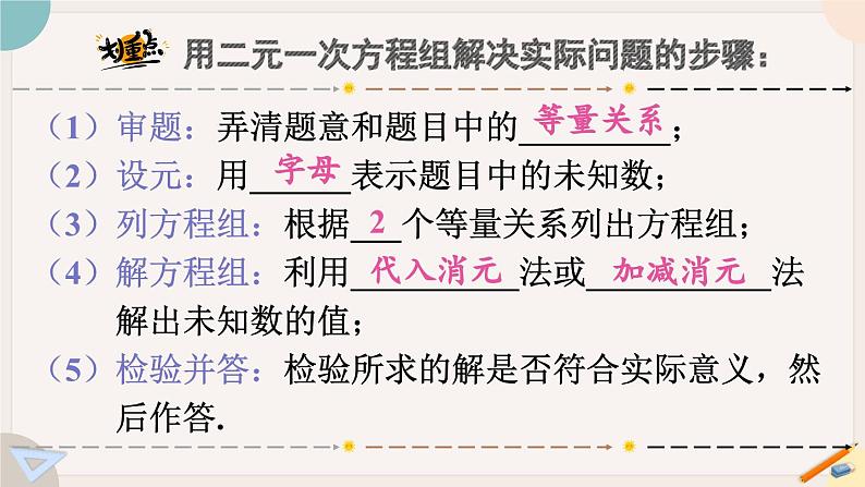 华师大版七年级数学下册课件 7.2.3 二元一次方程组的简单应用第7页