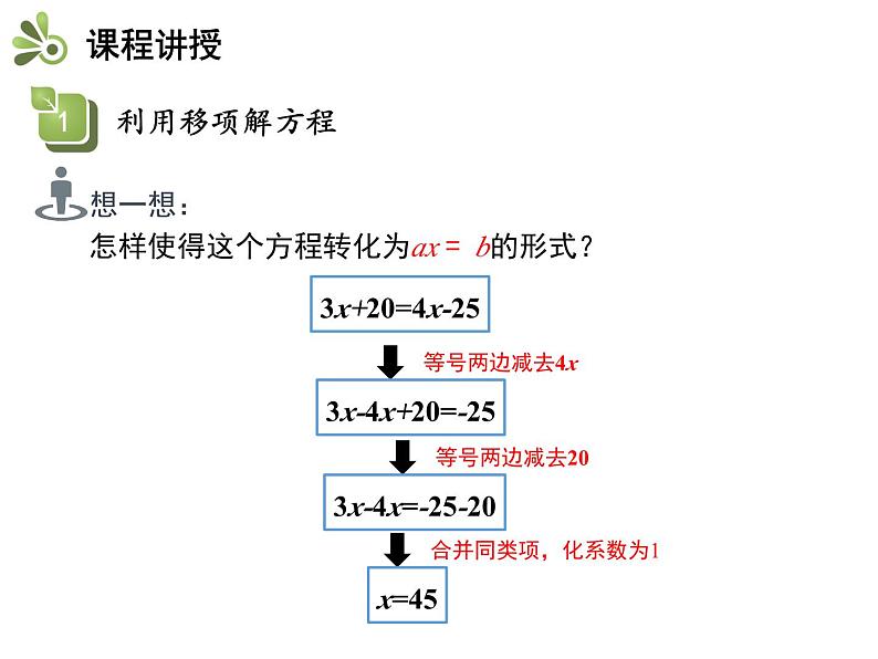 4.2.2 用移项去括号解一元一次方程 苏科版七年级上册数学教学课件06