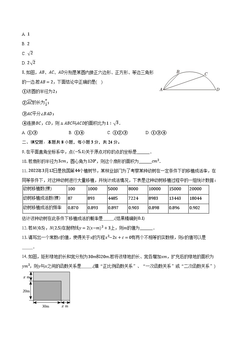 2022-2023学年北京师大附属实验中学九年级（下）开学数学试卷（含解析）02