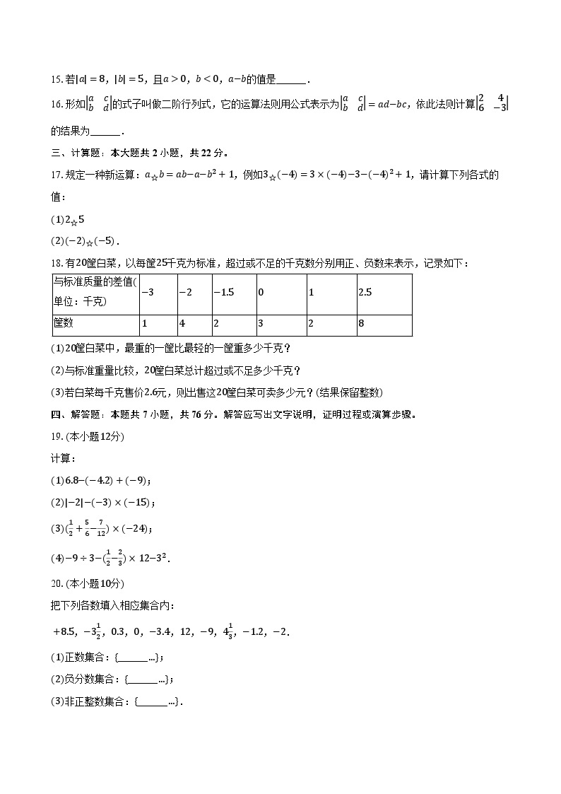 2023-2024学年贵州省贵阳市花溪区高坡民族中学七年级（上）质检数学试卷（10月份）（含解析）03