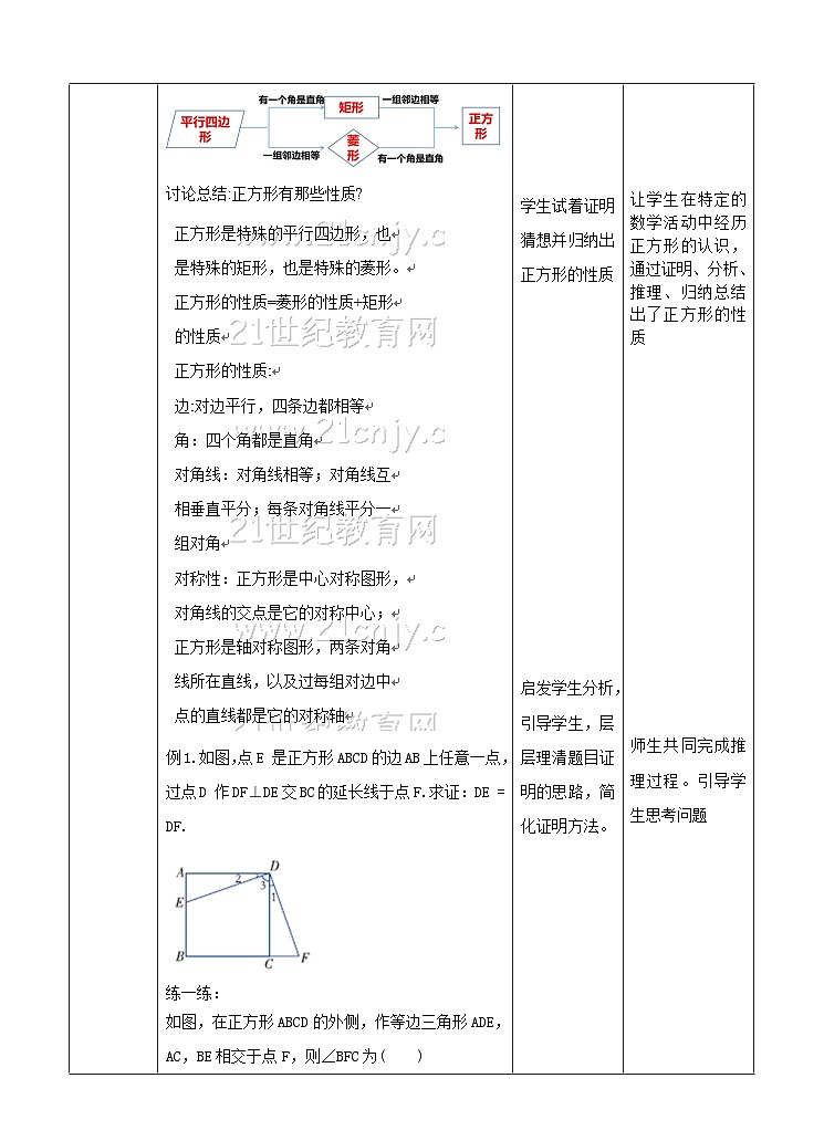 湘教版数学八年级下册2.7正方形课时教学设计第3页