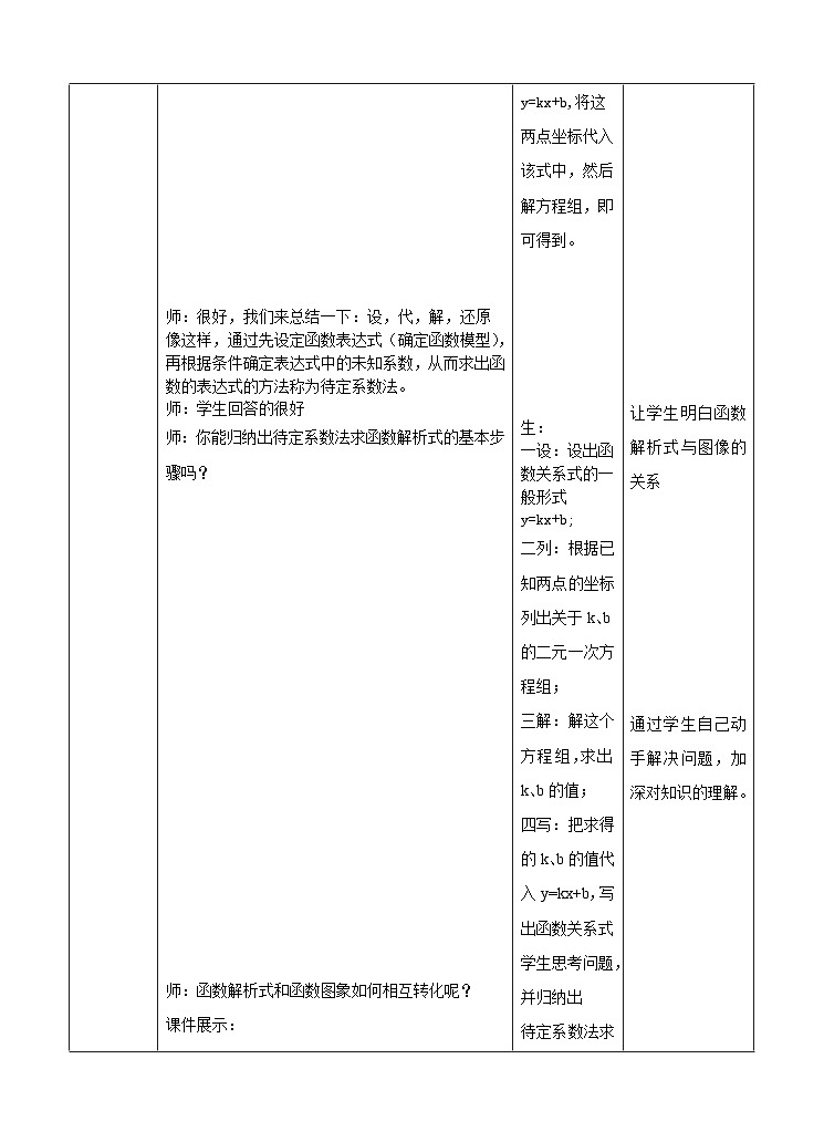 湘教版数学八年级下册4.4用待定系数法确定一次函数表达式教学设计03