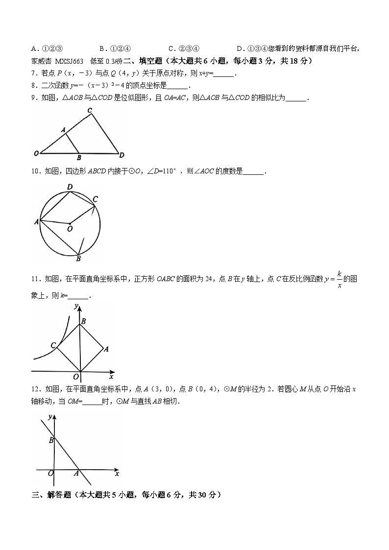江西省赣州市经开区2023-2024学年九年级上学期期末数学试题02