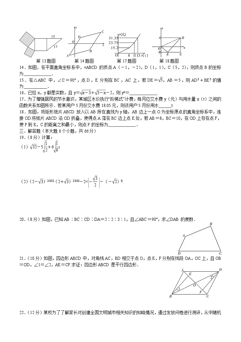 2023—2024学年人教版数学八年级下册期末模拟检测题(二)（含答案）第2页