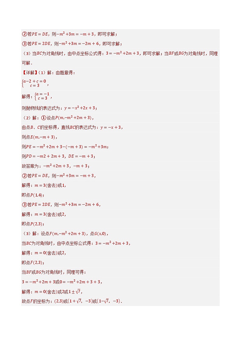 专题14 二次函数存在性问题四边形篇分类训练（4种类型40道）-备战2024年中考数学二轮复习之高频考点高效训练（重庆专用）02