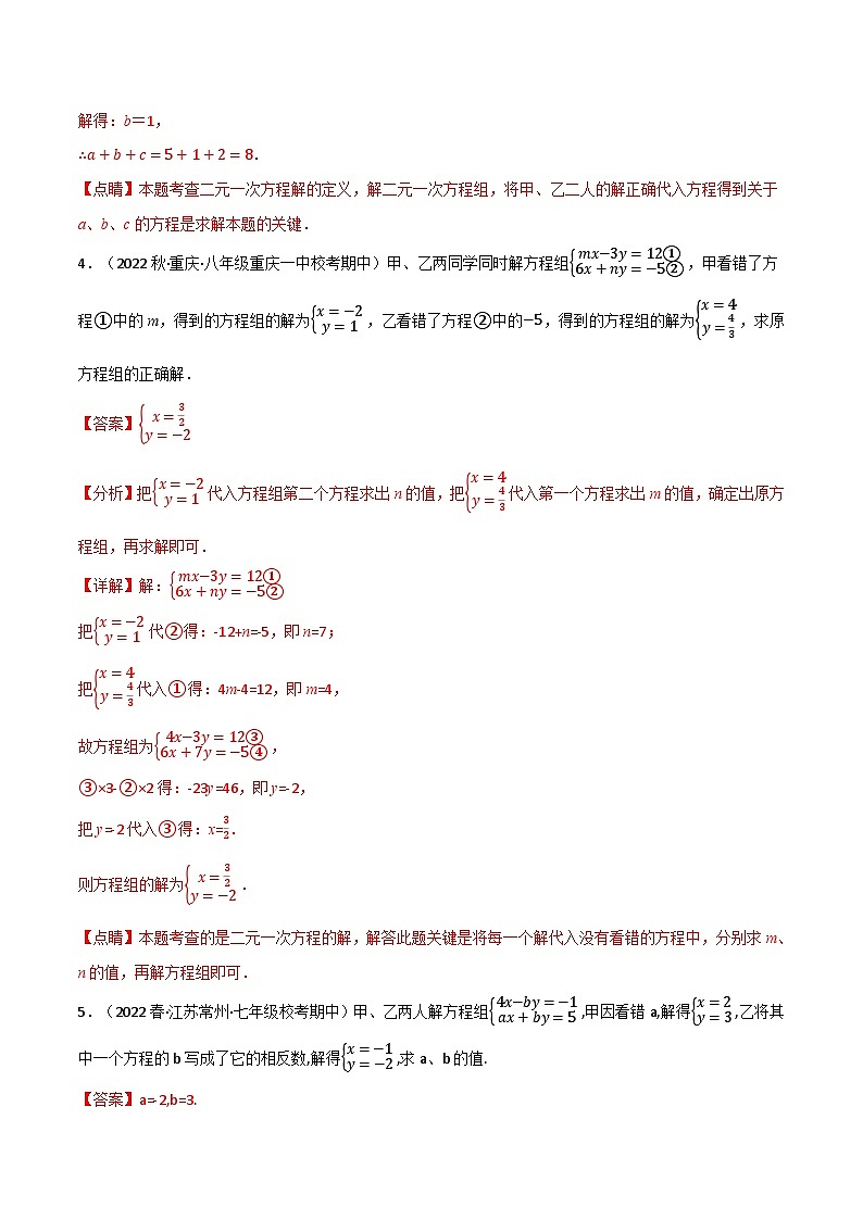 专题10.6 二元一次方程组全章十类必考压轴题-2022-2023学年七年级数学下册举一反三系列（苏科版）03