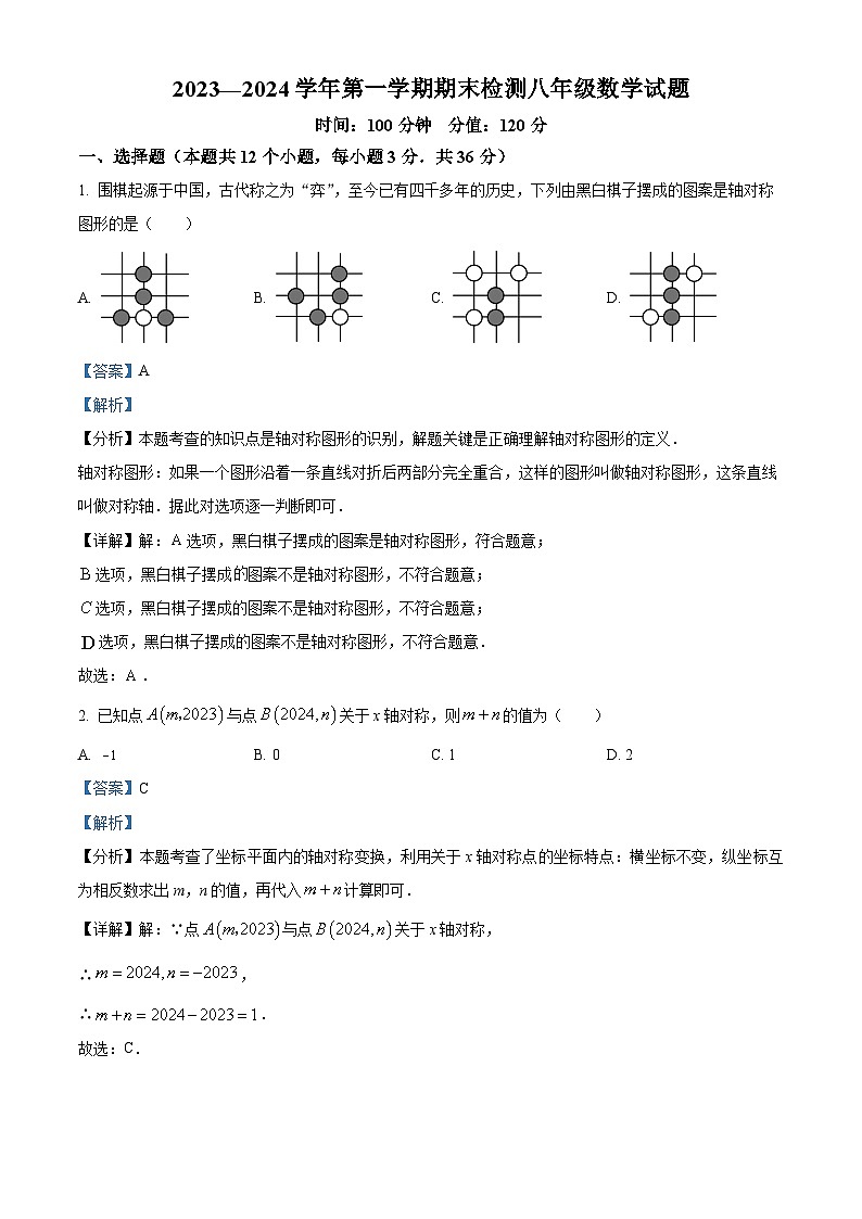 46，山东省聊城市茌平区2023-2024学年八年级上学期期末数学试题第1页