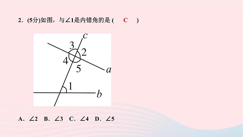 2024七年级数学下册第五章相交线与平行线5.1相交线5.1.3同位角内错角同旁内角作业课件新版新人教版第4页