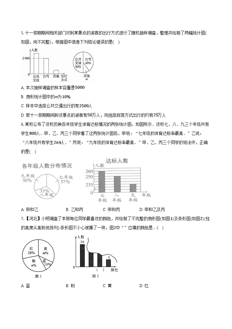 6.3扇形统计图 浙教版初中数学七年级下册同步练习（含详细答案解析）03