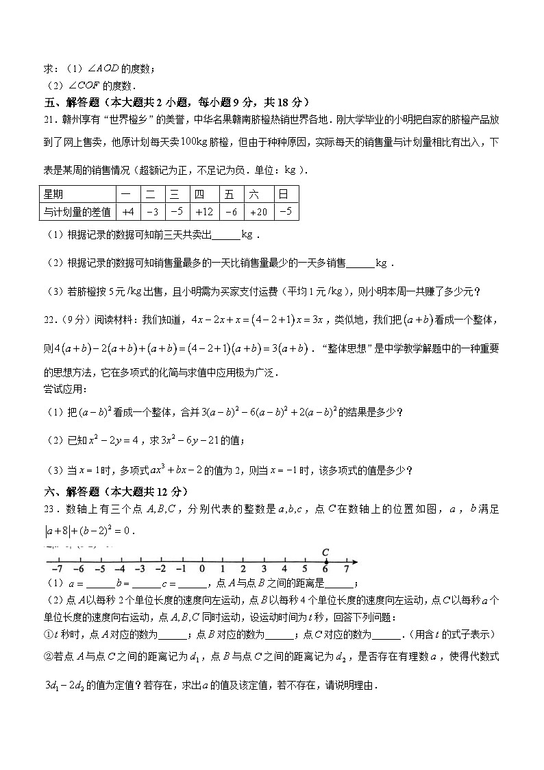 江西省赣州市大余县2023-2024学年七年级上学期期末数学试题(含答案)03