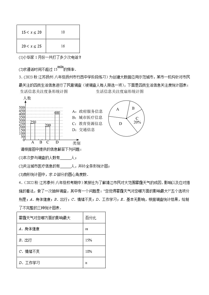 苏科版八年级数学下册尖子生培优必刷题 专题7.5数据的收集、整理与描述大题专练（重难点培优）（原卷版+解析版）第2页